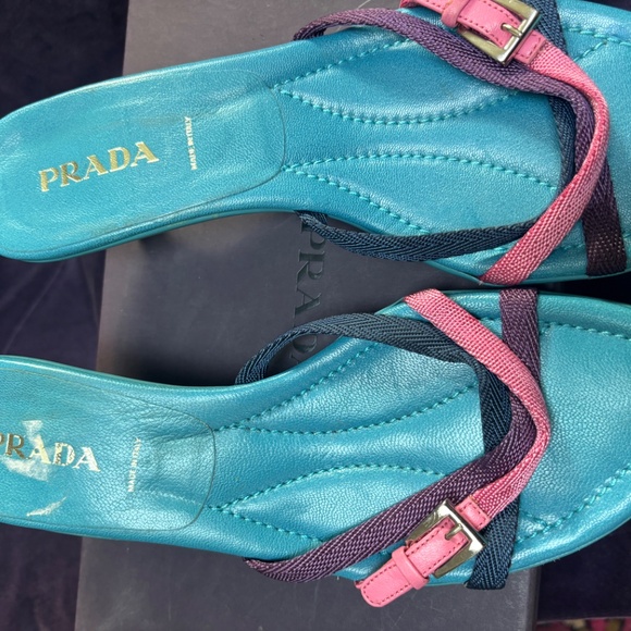 Prada turquoise blue and multicolored straps sandals - Picture 2 of 6